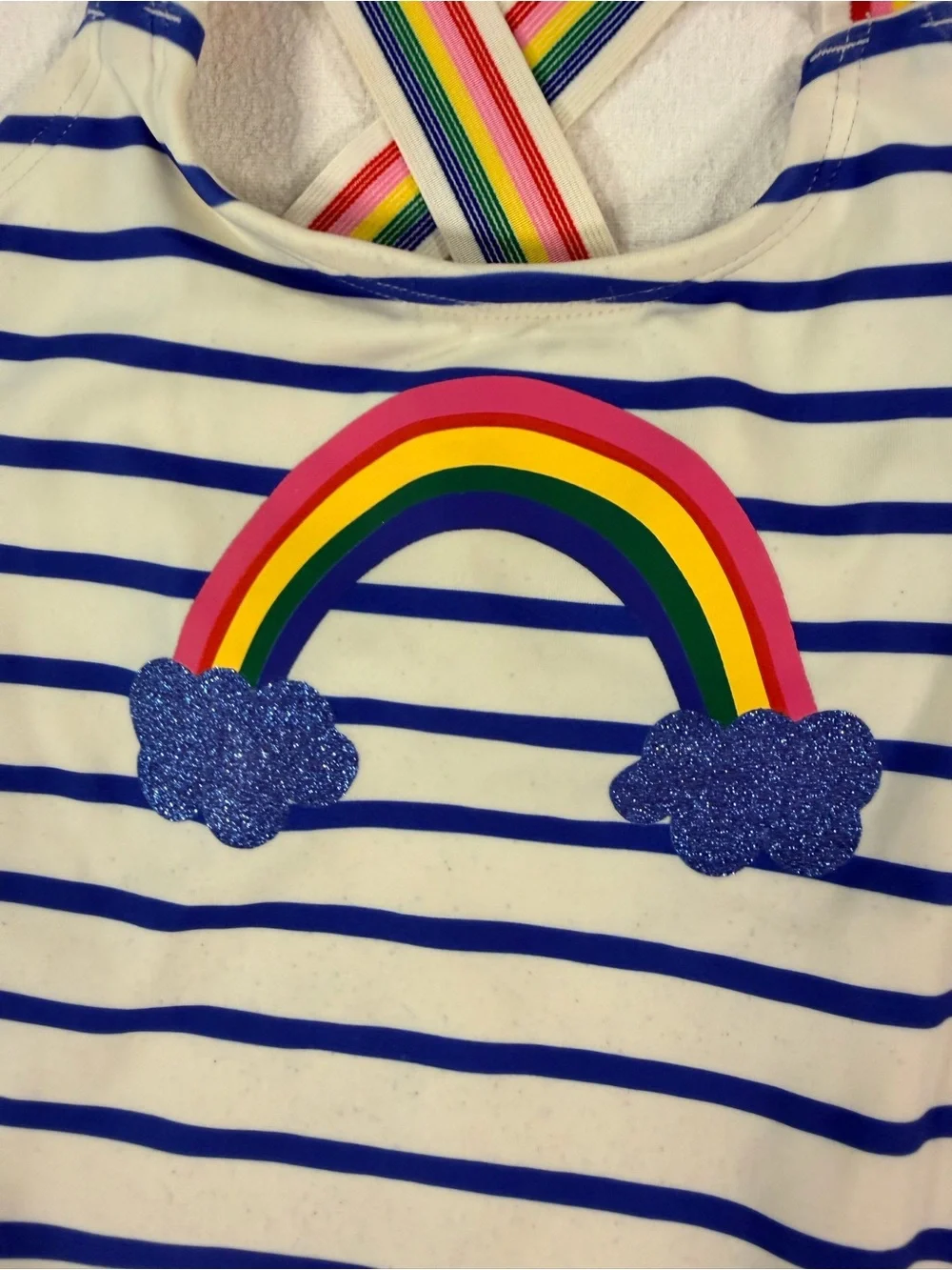 Hanna Andersson Girls 4 Rainbow Stripe One Piece Swimsuit Crossback